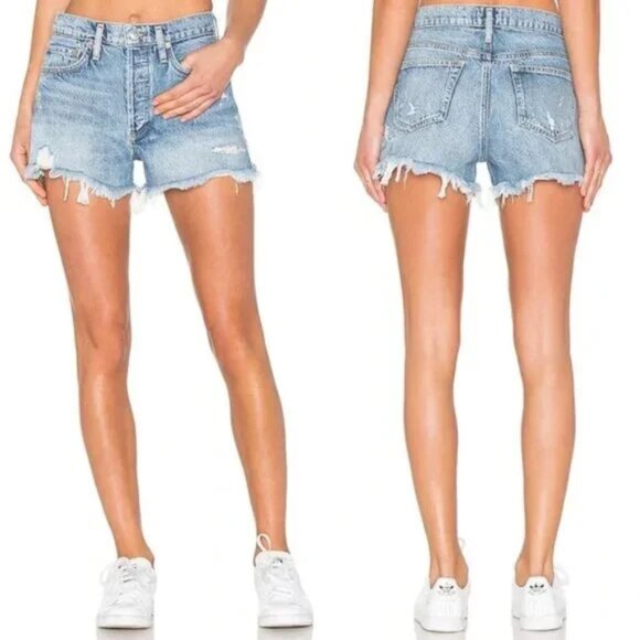 Agolde Women’s Parker Cut-Off Denim Shorts – Light Wash – Size 31